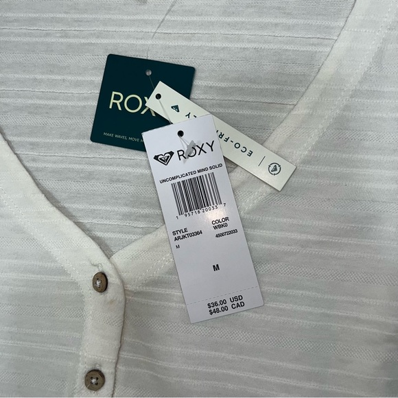 NWT Roxy button front cropped shirt, white - Picture 4 of 4